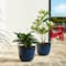 Glitzhome® 15.25" Honeycomb Textured Cobalt Blue Faux Ceramic Plastic Planters, 2ct.
